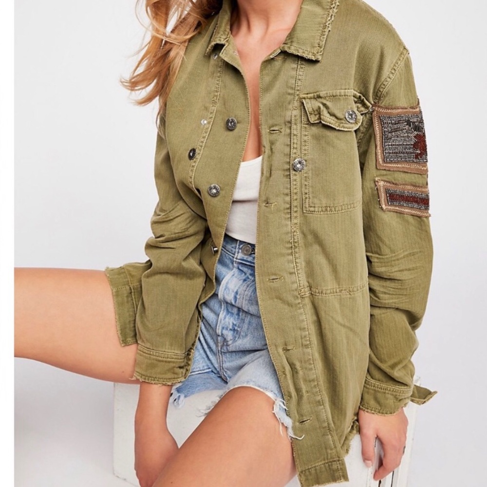 Free People Embellished Military Jacket